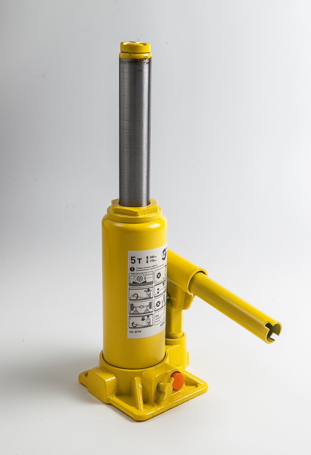 A2DM Домкрат гидравлический 5т, перепуск. клапан, морозост масло -40, 195-380мм, кейс - изображение товара