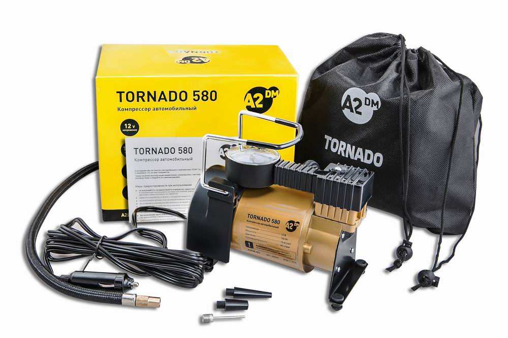 Компрессор A2DM тип 580 ТОРНАДО, 150Вт, 40л, шланг 0.95м, медная обмотка двигателя, переходники 3шт в комплекте, сумка-мешок - изображение товара