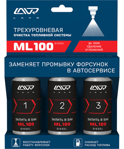 Трехуровневый очиститель топливной системы ML100, diesel. Ln2138, 3*120мл - изображение товара